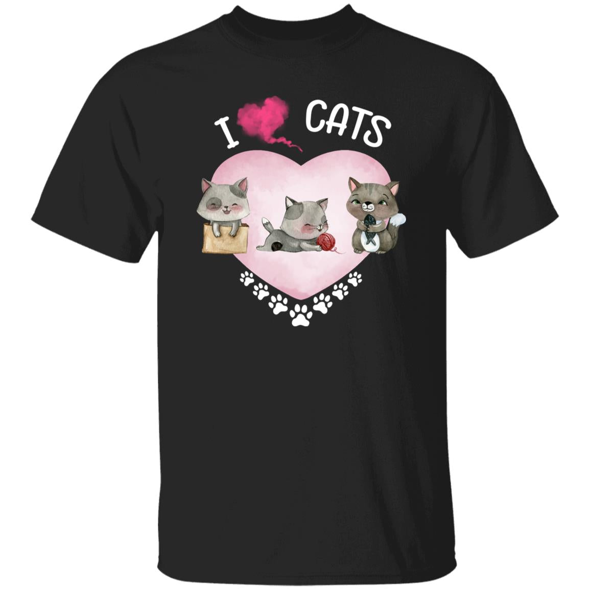 I love my cats Unisex shirt cat heart tee Black Dark Heather-Family-Gift-Planet