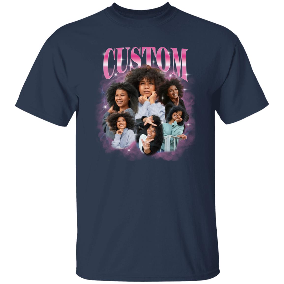 Custom Photos Unisex T-Shirt Your pictures Boyfriend Birthday gift tee Black Navy Dark Heather-Family-Gift-Planet