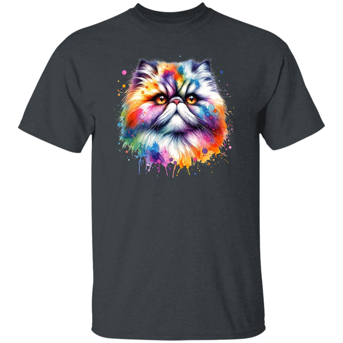 Persian Cat Color Splash Unisex T-Shirt Black Navy Dark Heather-Family-Gift-Planet