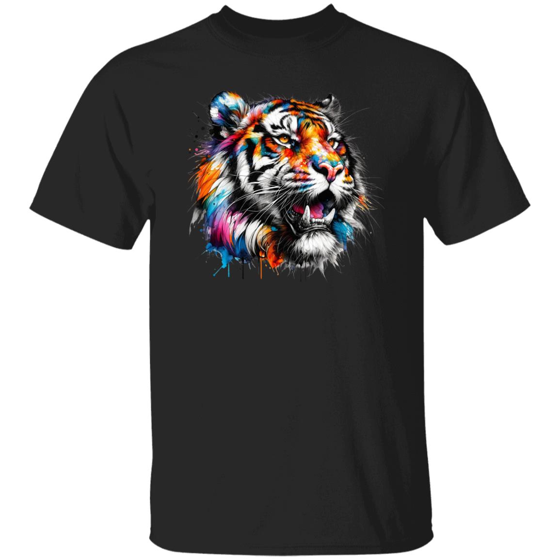 Abstract Tiger Color Splash Unisex T-shirt Black Navy Dark Heather-Family-Gift-Planet