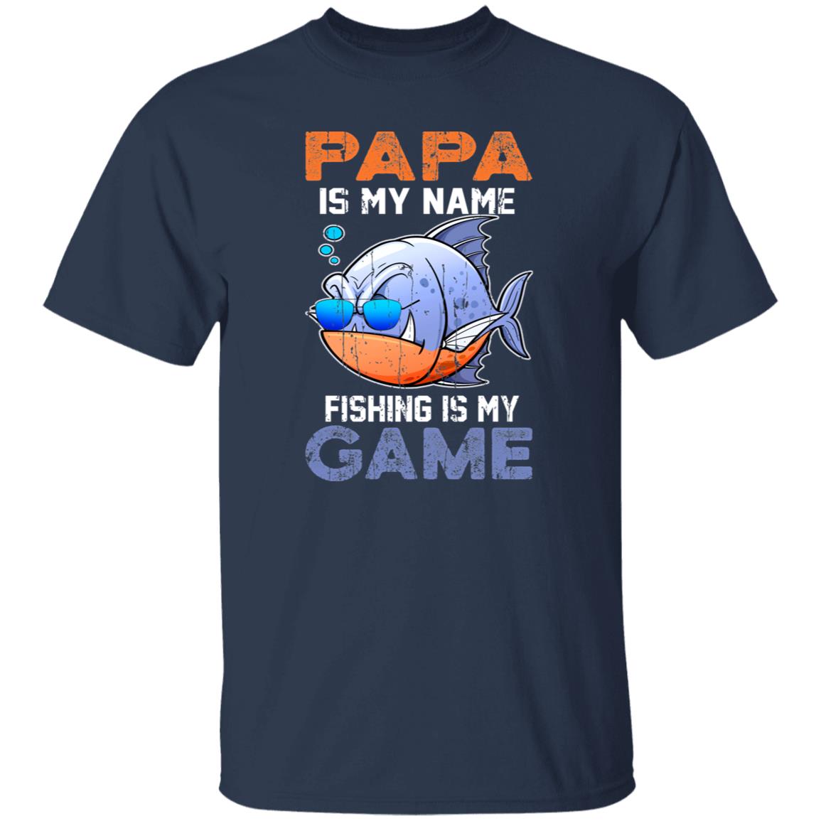 Papa is my name fishing is my game shirt Black Navy Dark Heather-Family-Gift-Planet
