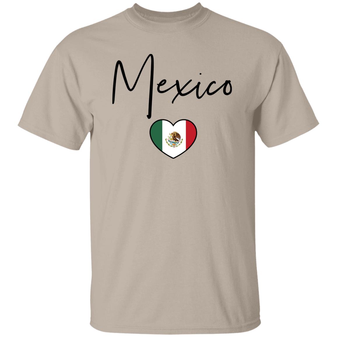 Mexico flag heart Unisex T-shirt Mexico love tee White Sand Blue-Sand-Family-Gift-Planet