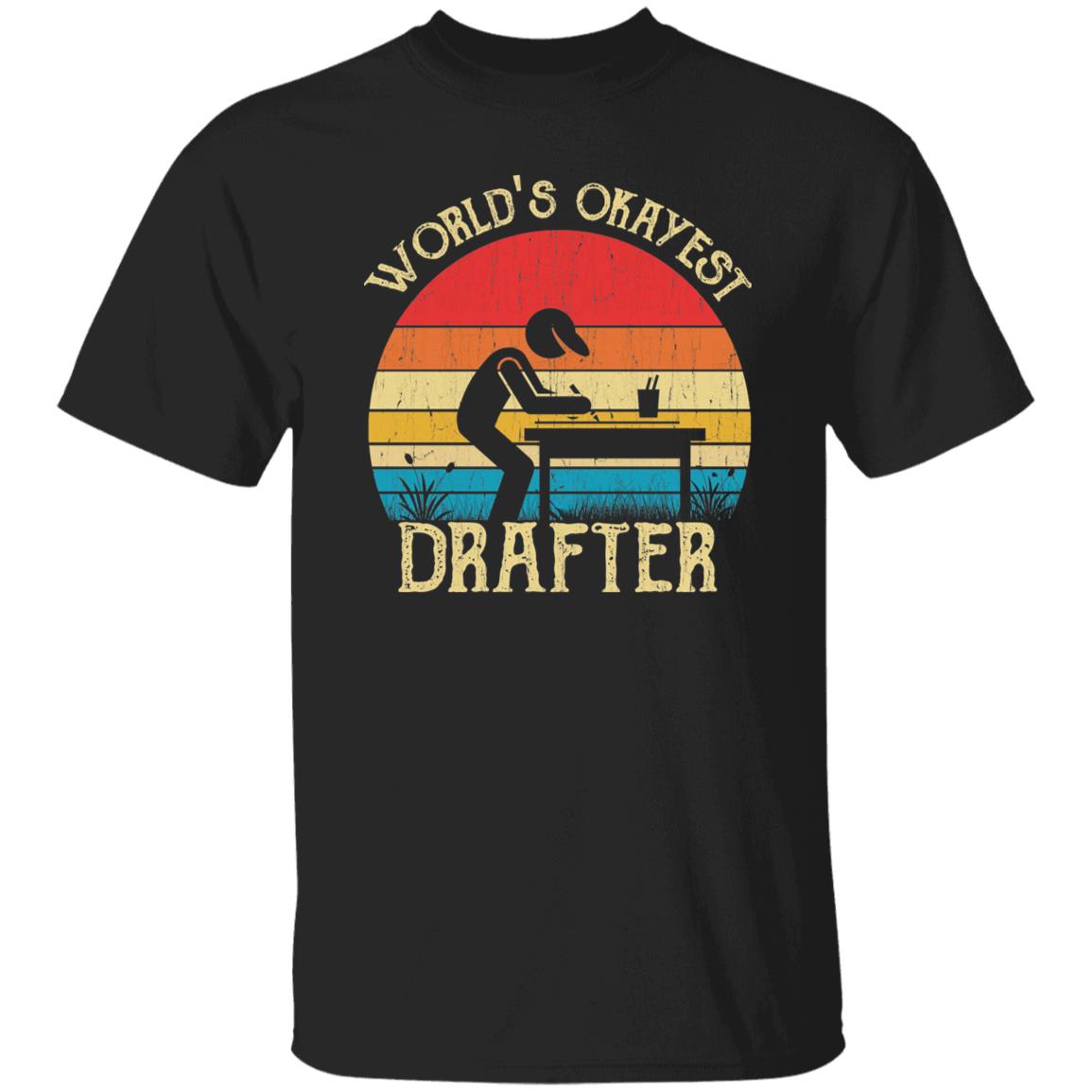 Drafter Unisex Shirt World's Okayest Drafter retro tee Black Dark Heather-Black-Family-Gift-Planet