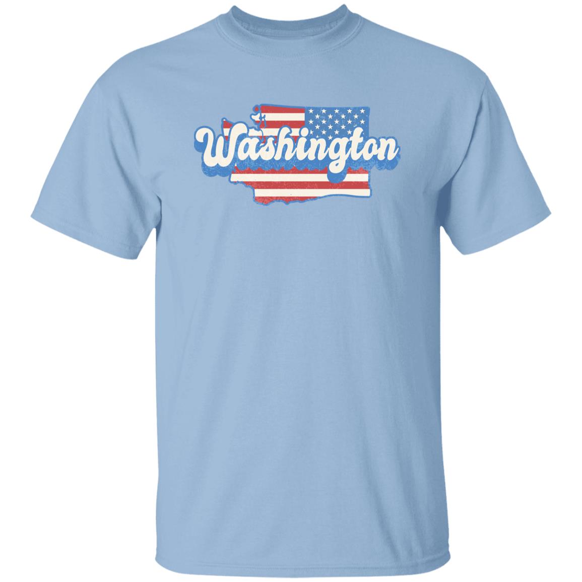Washington US flag Unisex T-Shirt American patriotic WA state tee White Ash Blue-Light Blue-Family-Gift-Planet