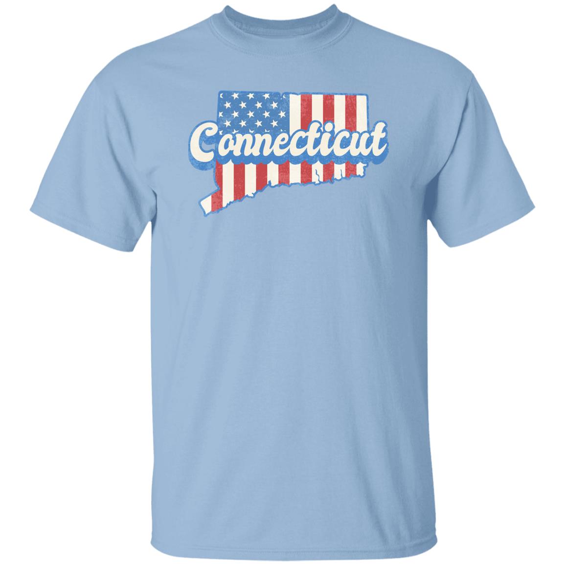 Connecticut US flag Unisex T-Shirt American patriotic CT state tee White Ash Blue-Light Blue-Family-Gift-Planet