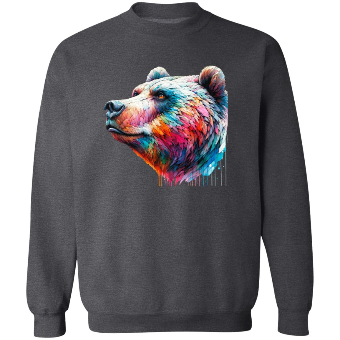 Artistic Bear Color Splash Unisex Sweatshirt Black Navy Dark Heather-Family-Gift-Planet