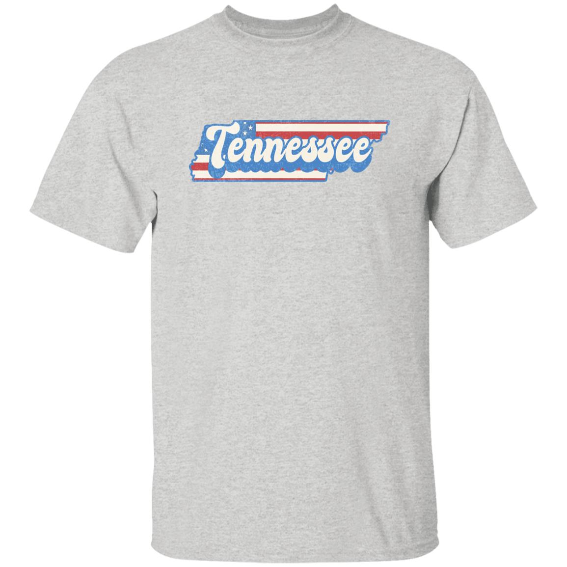 Tennessee US flag Unisex T-Shirt American patriotic TN state tee White Ash Blue-Ash-Family-Gift-Planet