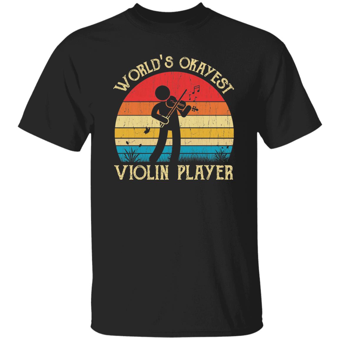 World's Okayest Violin player Retro Style Unisex T-shirt Black Navy Dark Heather-Black-Family-Gift-Planet
