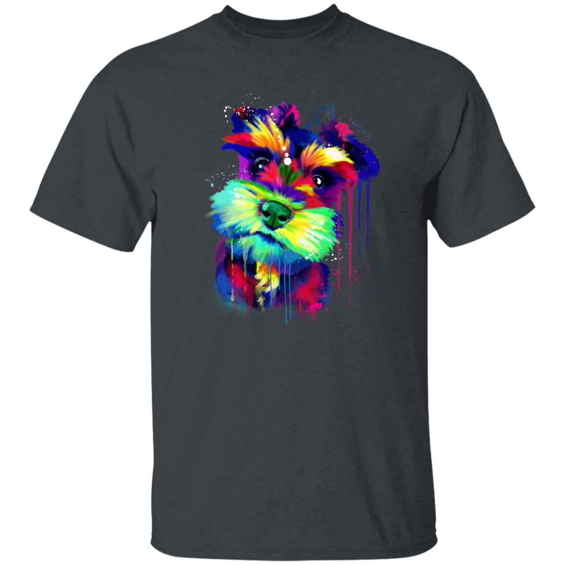 Abstract Watercolor Art Schnauzer dog Unisex shirt S-2XL black navy dark heather-Dark Heather-Family-Gift-Planet
