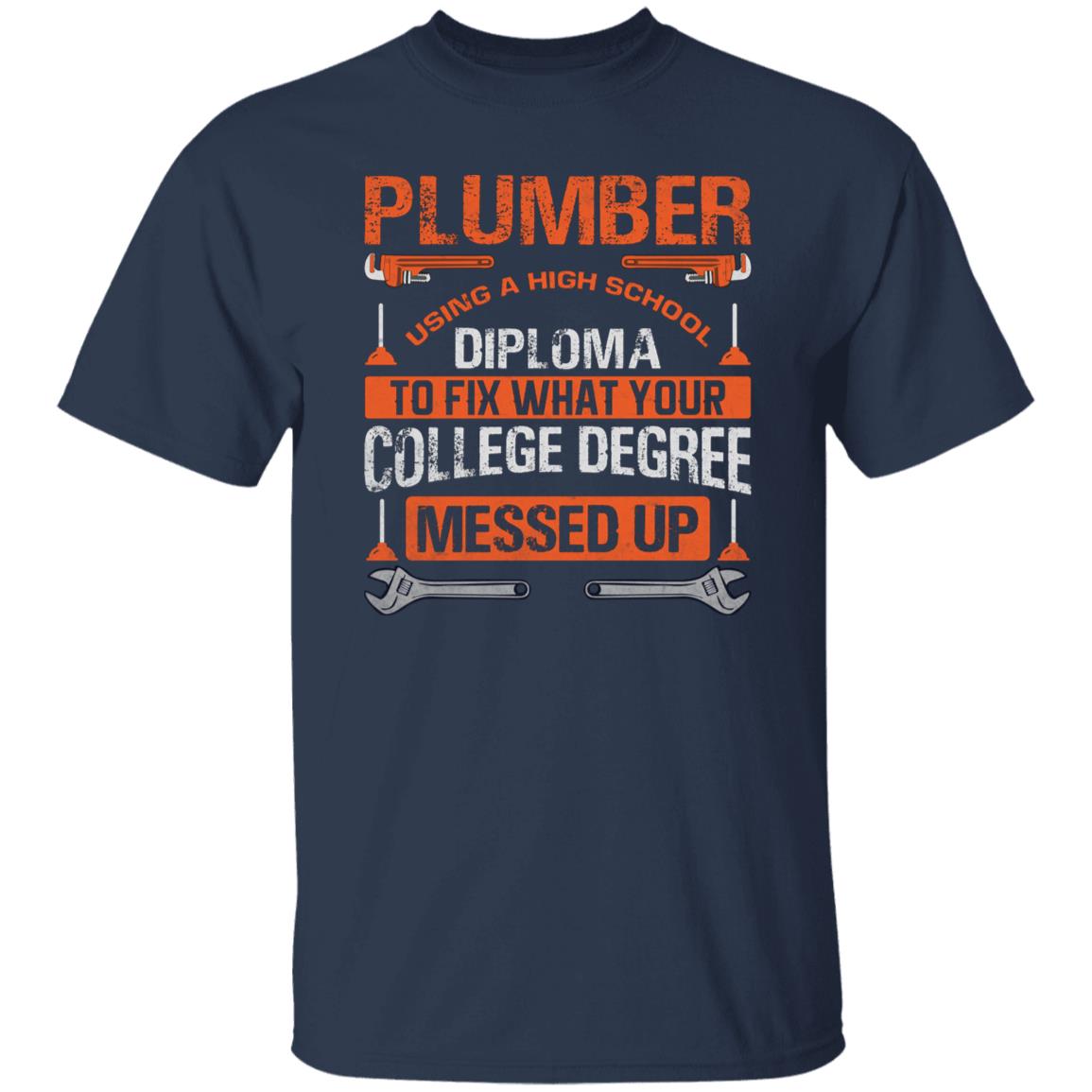 Plumber funny shirt plumbing tee black navy dark heather-Family-Gift-Planet