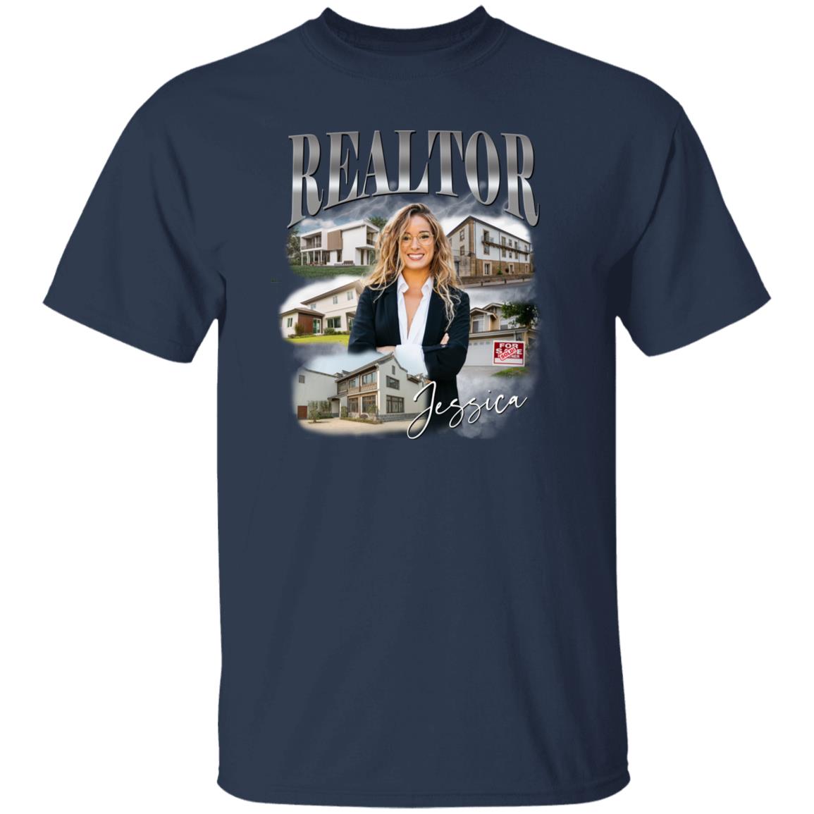 Custom Realtor Girl Unisex T-Shirt Your pictures Broker Real Estate Agent tee Black Navy Dark Heather-Family-Gift-Planet