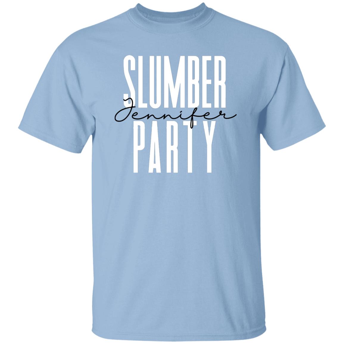 Personalized Slumber party T-shirt gift Custom name sleepover Birthday party Unisex Tee Sand Pink Light Blue-Family-Gift-Planet