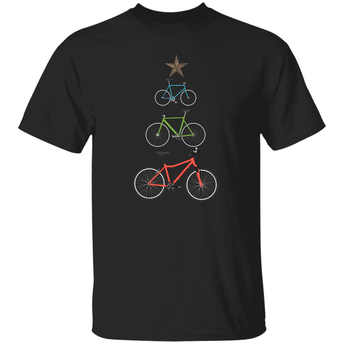 Bicycles Christmas tree Unisex shirt Cyclist Holiday tee Black Dark Heather-Family-Gift-Planet