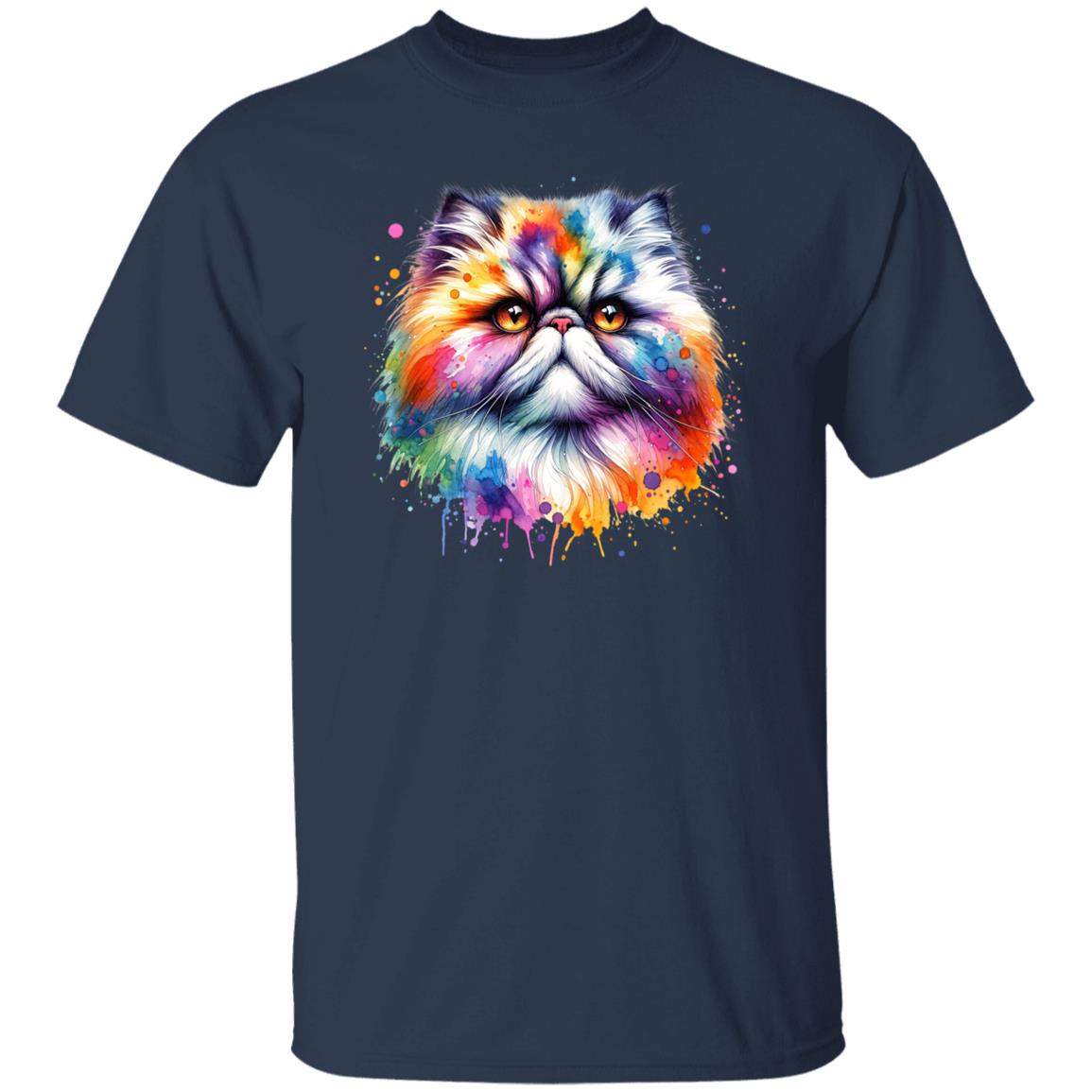 Persian Cat Color Splash Unisex T-Shirt Black Navy Dark Heather-Family-Gift-Planet