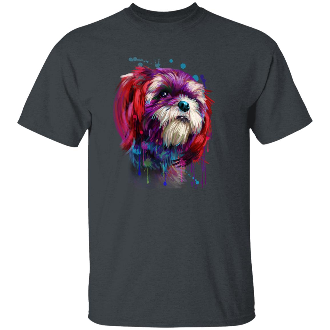 Watercolor Shih Tzu dog Unisex shirt S-2XL black navy dark heather-Dark Heather-Family-Gift-Planet