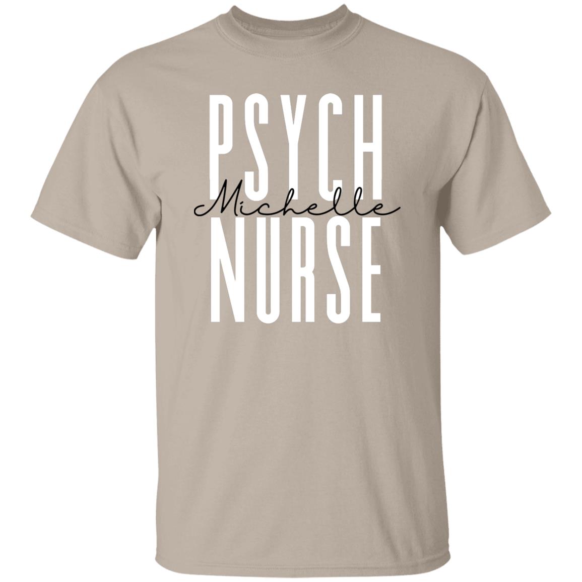 Personalized psych nurse T-shirt gift Custom name Mental health Psychiatric nurse Unisex Tee Sand Pink Light Blue-Family-Gift-Planet