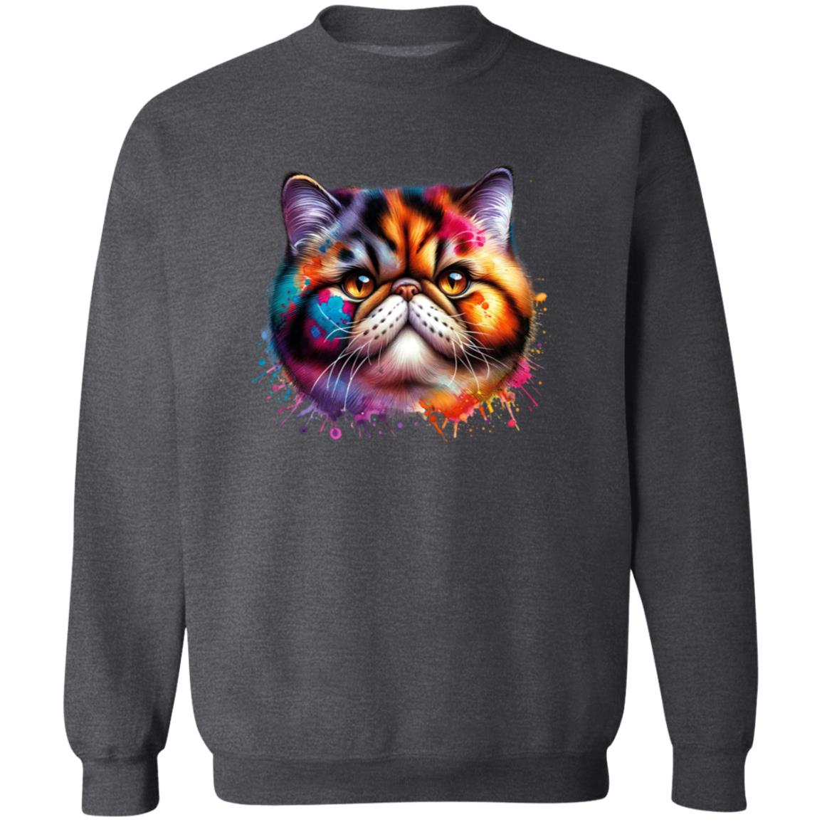 Exotic Shorthair Cat Color Splash Unisex Sweatshirt Black Navy Dark Heather-Family-Gift-Planet