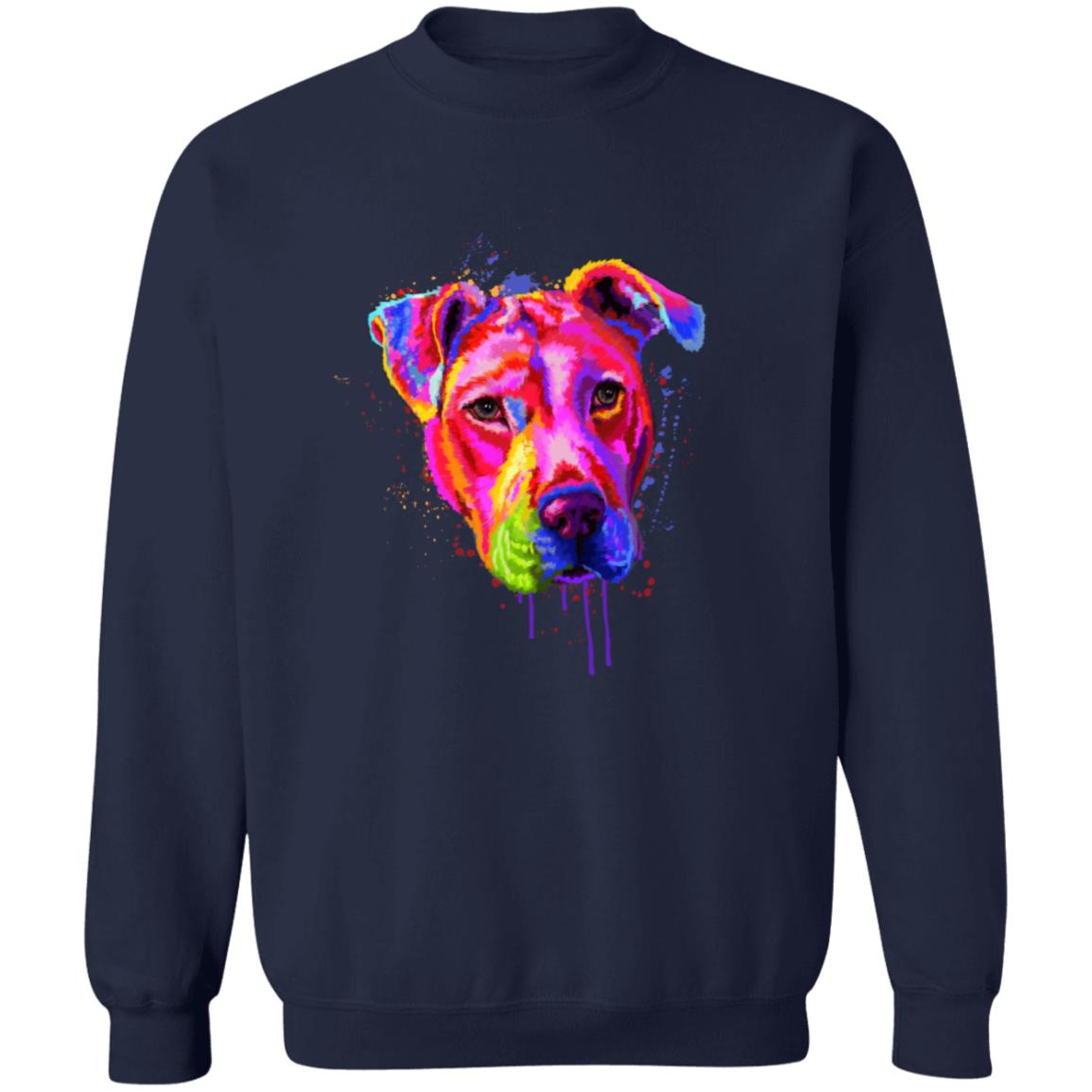 Splash colors Pitbull dog Unisex Crewneck Sweatshirt Abstract pet design-Family-Gift-Planet