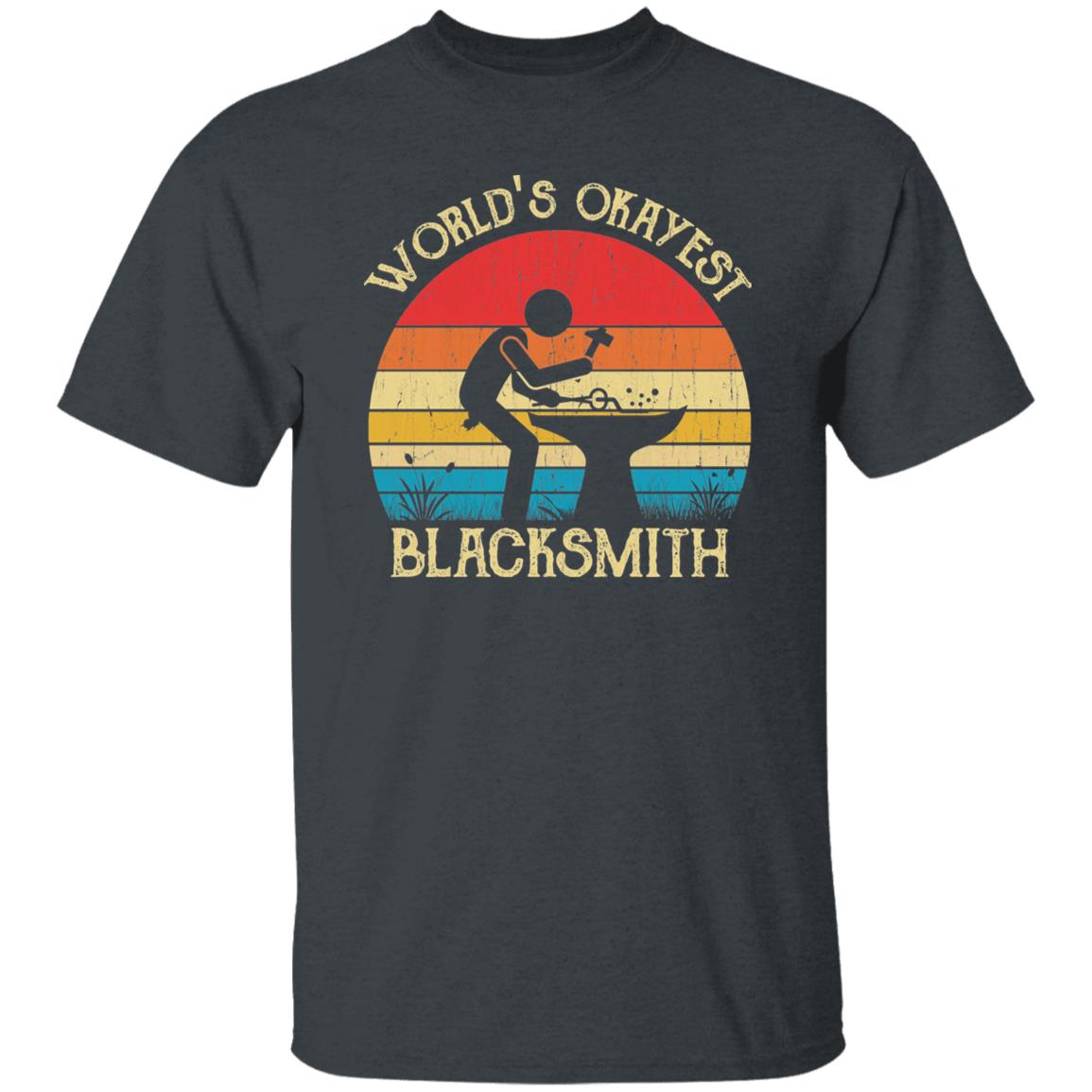 Blacksmith Unisex Shirt World's Okayest Blacksmith retro tee Black Dark Heather-Family-Gift-Planet