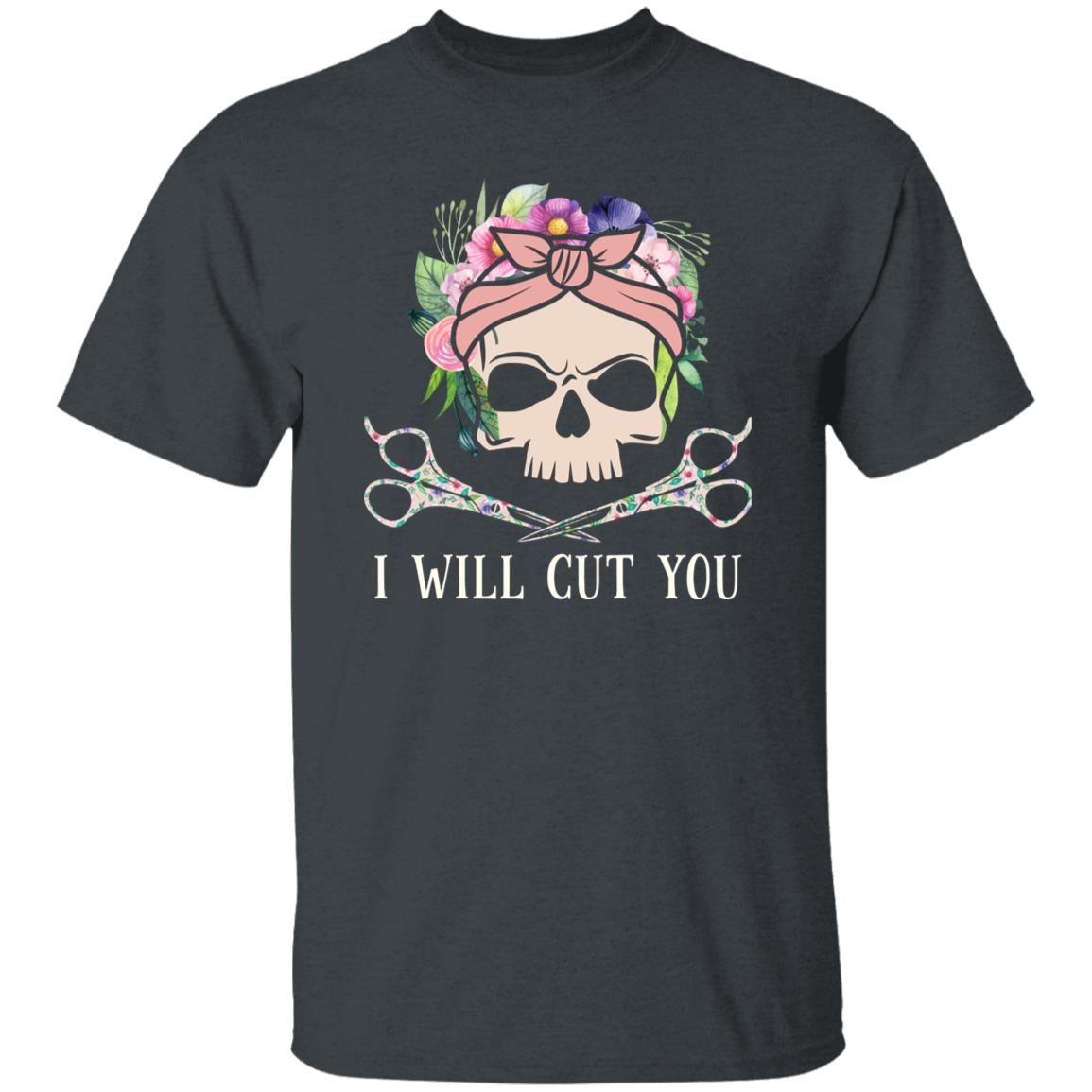 I will cut you Unisex T-shirt hairdresser haircutter tee black dark heather-Family-Gift-Planet