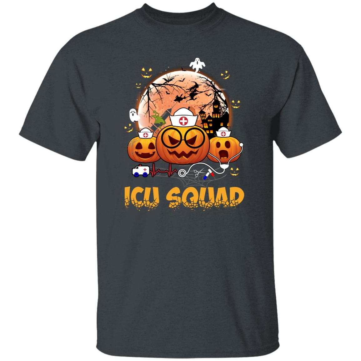 ICU squad Halloween Unisex T-Shirt Scary Spooky Intensive Care team icu nurse tee Black Dark Heather-Family-Gift-Planet