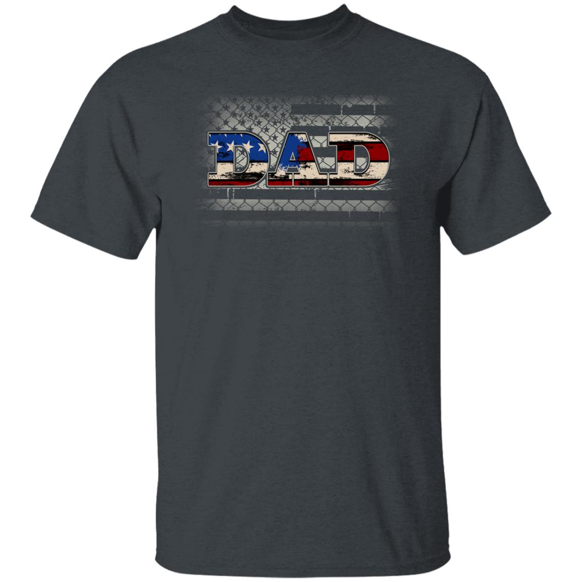 Dad American Flag T-shirt gift for father USA flag black dark heather-Dark Heather-Family-Gift-Planet
