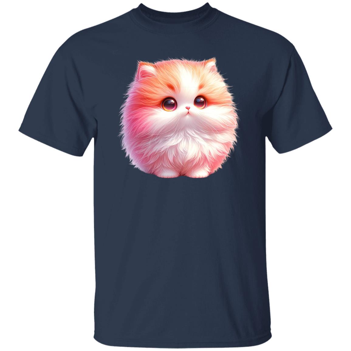 Cute Puffy Kitten T-Shirt gift Pink nice cat Unisex tee Black Navy Dark Heather-Family-Gift-Planet
