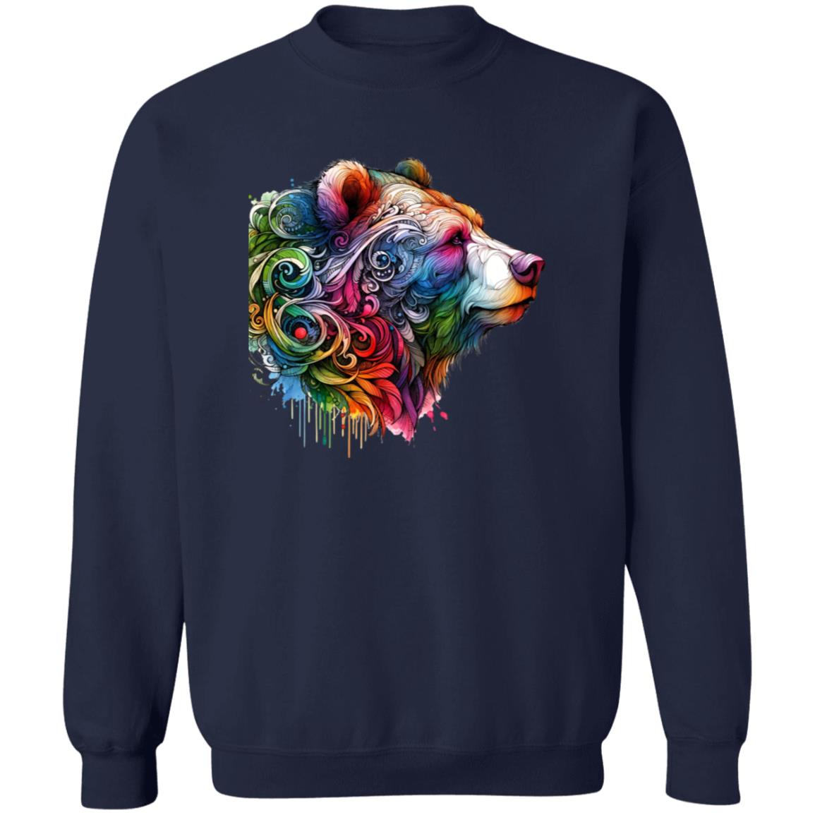 Bear colorful artistic Unisex Sweatshirt Black Navy Dark Heather-Family-Gift-Planet