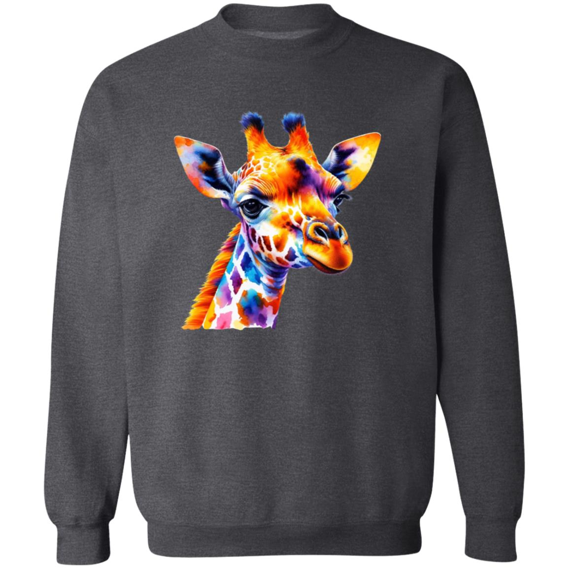 Artistic Giraffe Vibrant Colorful Unisex Sweatshirt Black Navy Dark Heather-Family-Gift-Planet