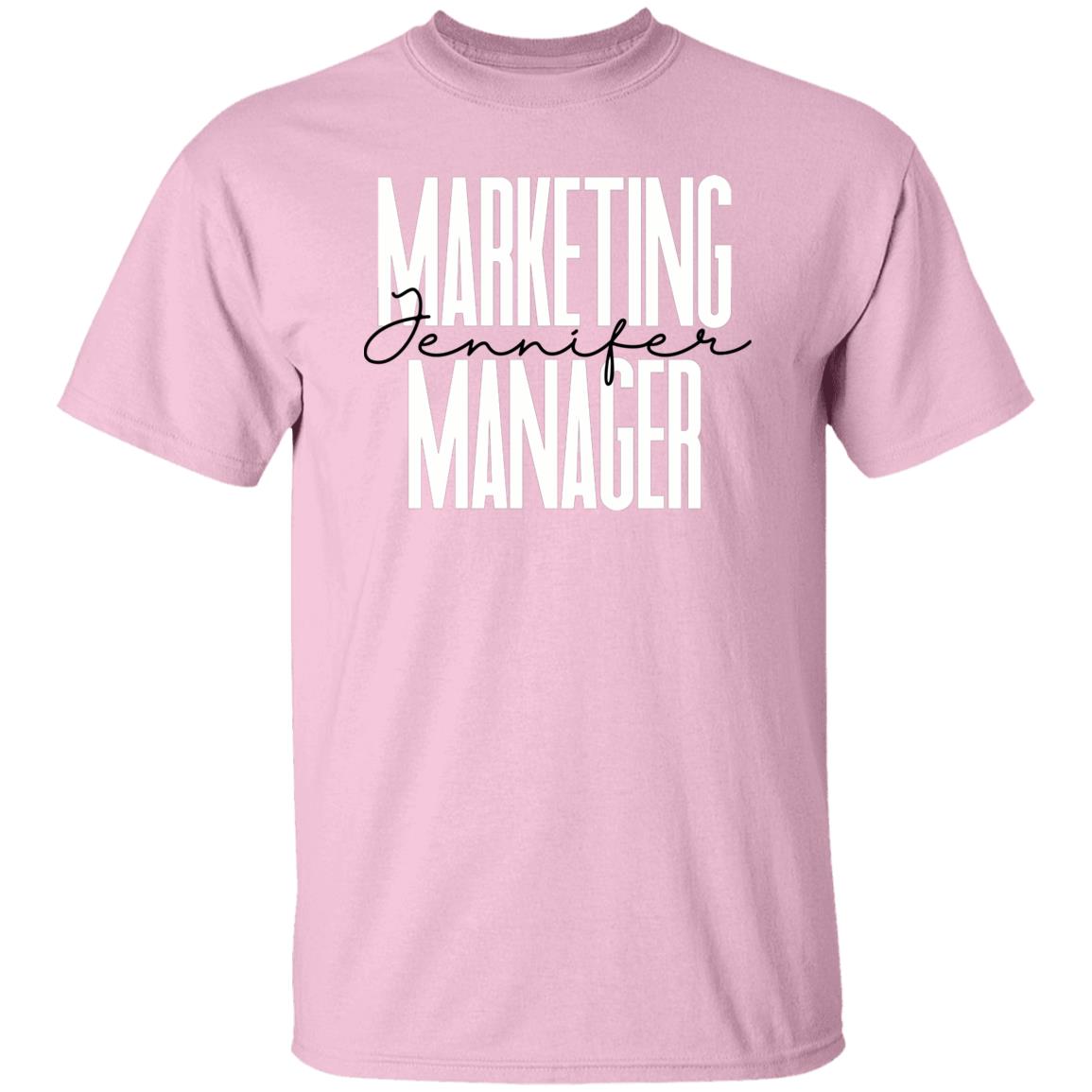 Personalized T-Shirt gift Marketing Manager Custom name Social Media Marketer Unisex Tee Sand Pink Blue-Family-Gift-Planet