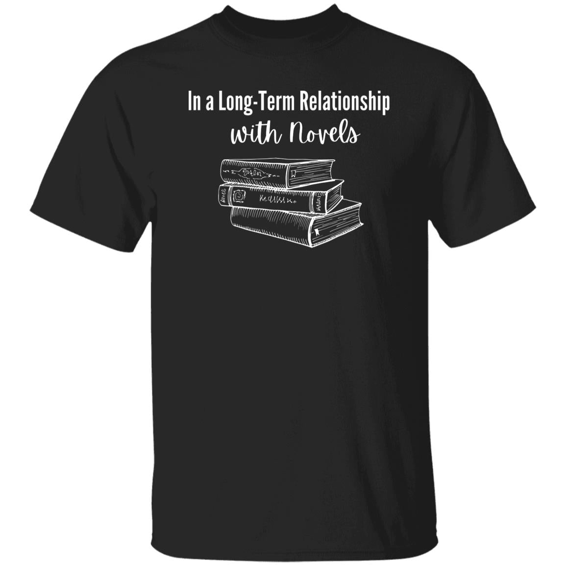 In a Long-term relationship with novels Unisex Tshirt book lover tee Black Dark Heather Navy-Black-Family-Gift-Planet