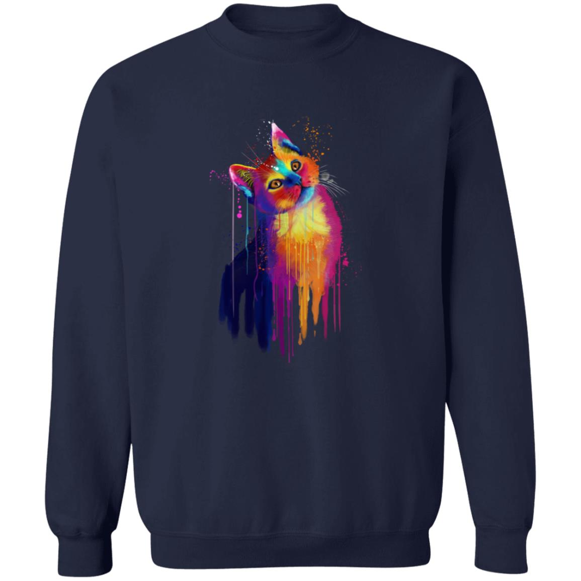 Splash color cat Unisex Crewneck Sweatshirt Abstract pet design-Family-Gift-Planet
