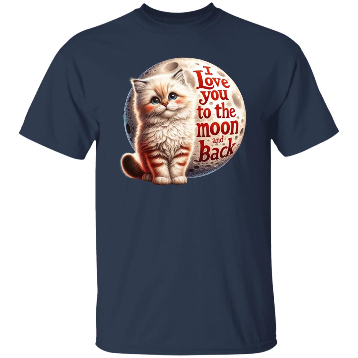 I love you to the moon in back Unisex T-shirt Cat and moon tee Black Navy Dark Heather-Family-Gift-Planet