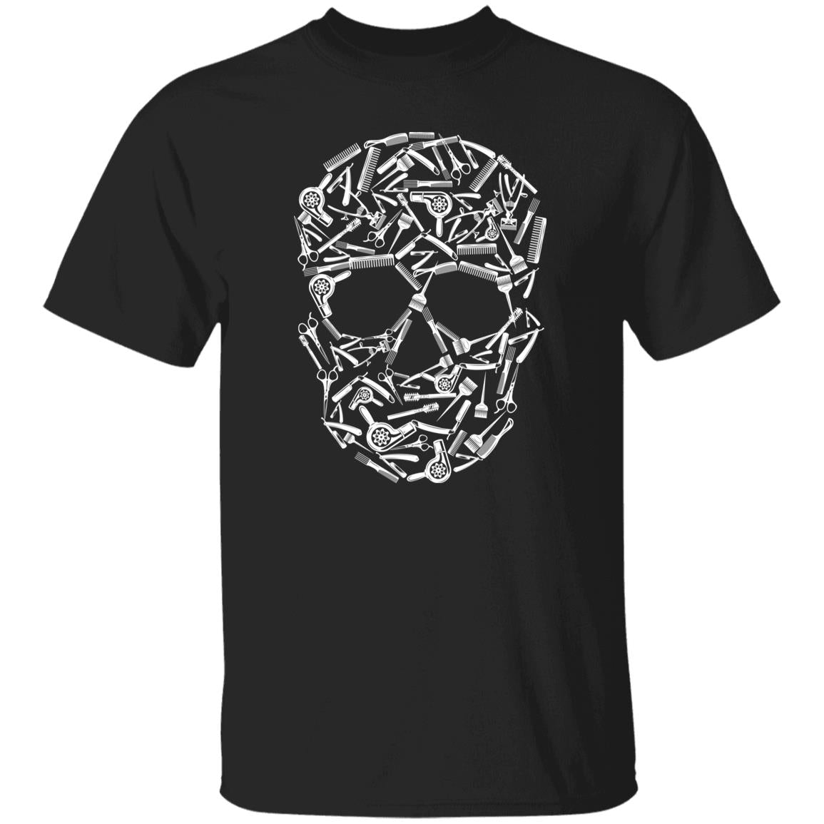 Hair stylist Skull Unisex T-shirt hairdresser haircutter tee black dark heather-Family-Gift-Planet