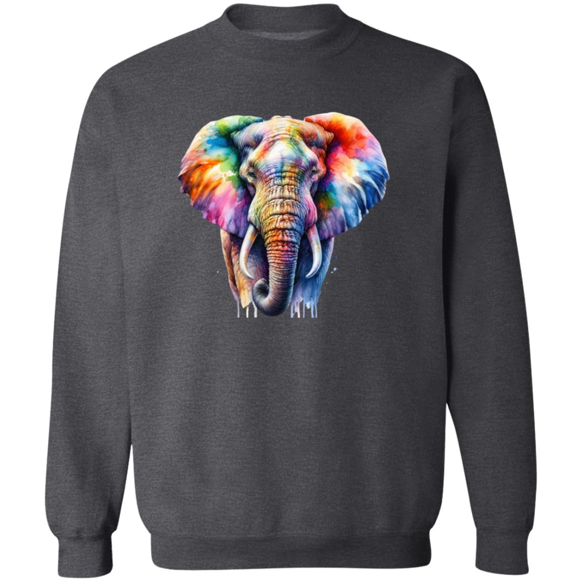 Artistic Elephant Color Splash Unisex Sweatshirt Black Navy Dark Heather-Family-Gift-Planet