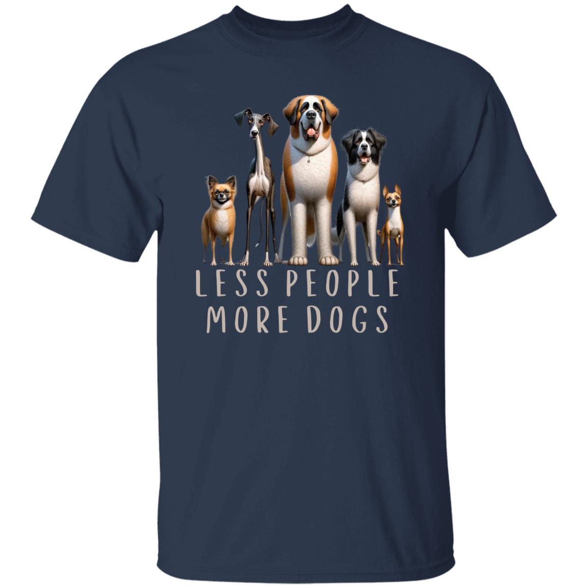 Less people more dogs Unisex T-shirt introvert dogs owner tee Black Navy Dark Heather-Family-Gift-Planet