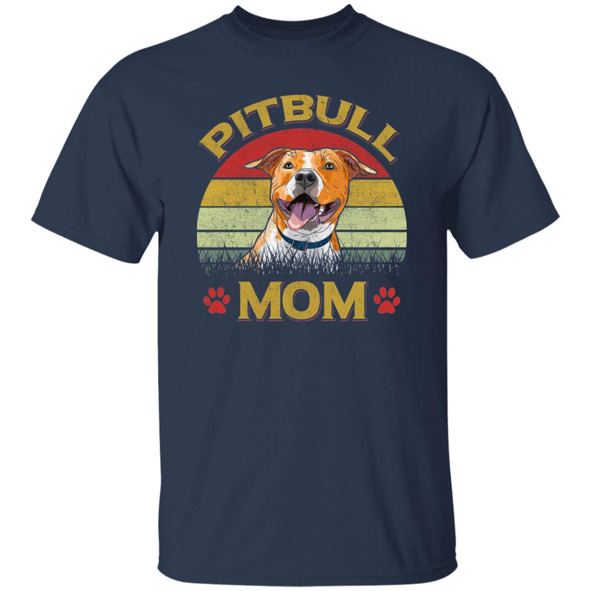 Pitbull Mom Retro T-Shirt gift Pitbull Dog mama Unisex tee Black Navy Dark Heather-Family-Gift-Planet