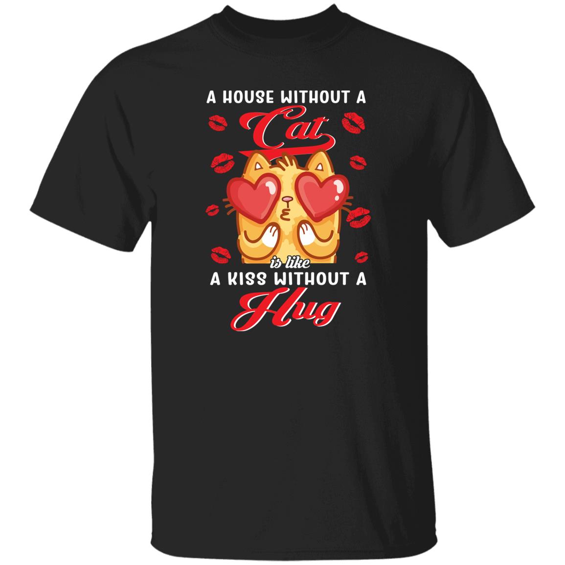 A house without a cat is like a kiss without hug Unisex shirt Black Dark Heather-Family-Gift-Planet