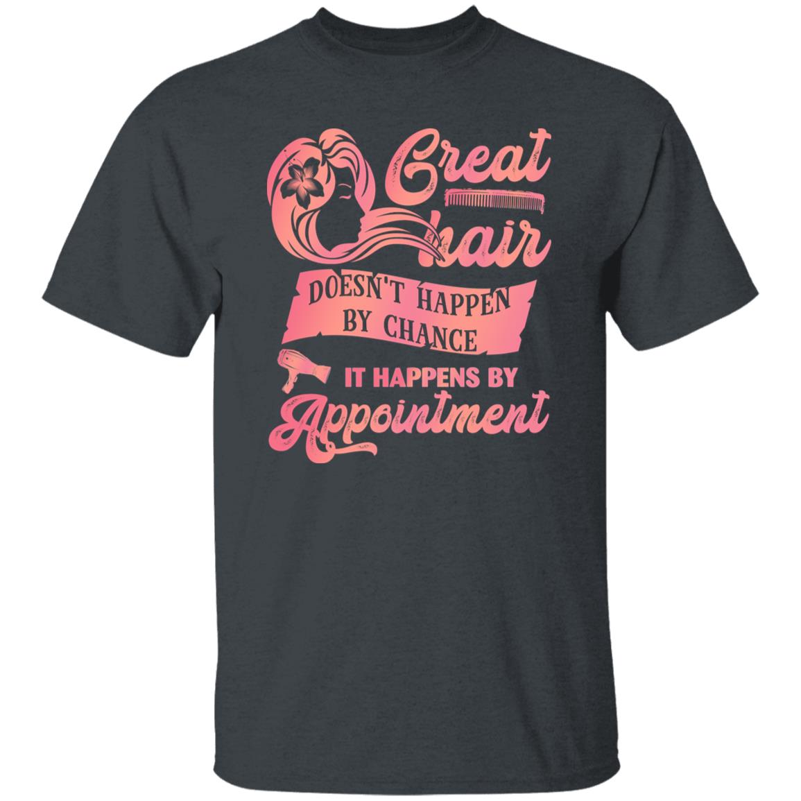 Great hair happens by appointment Unisex T-shirt hairdresser hair stylist tee black dark heather-Family-Gift-Planet