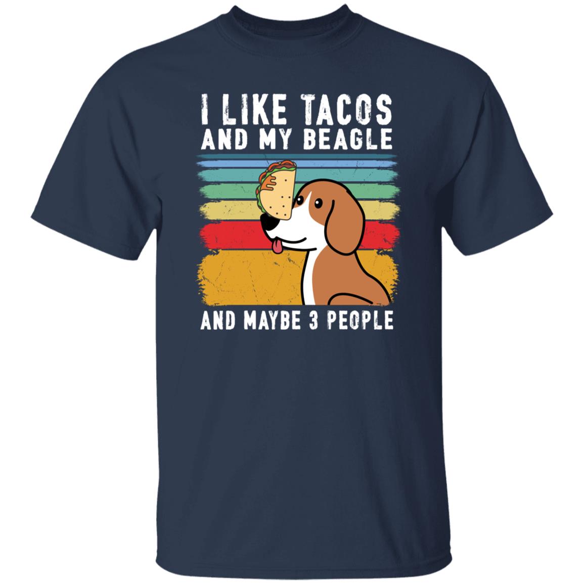 I like tacos and my beagle and maybe 3 people T-Shirt gift Retro Beagle Dog mom Unisex Tee Black Navy Dark Heather-Family-Gift-Planet