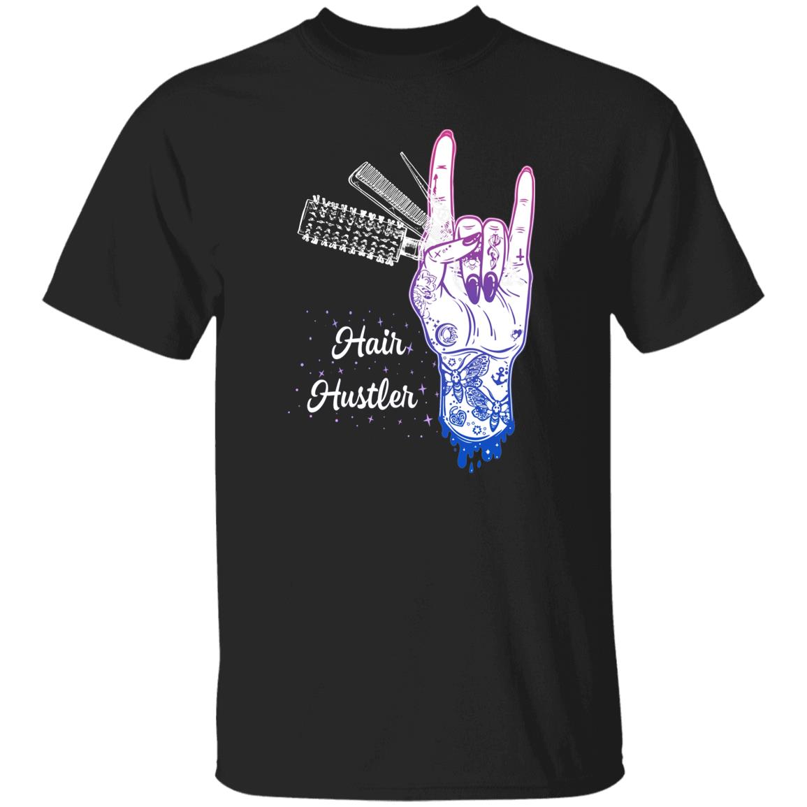 Cool hair hustler Unisex T-shirt hairdresser haircutter tee black dark heather-Family-Gift-Planet