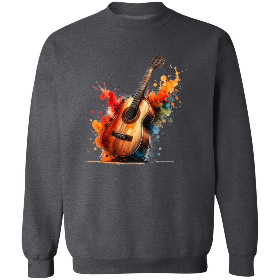 Artistic Guitar Color Splash Unisex Sweatshirt Black Navy Dark Heather-Family-Gift-Planet