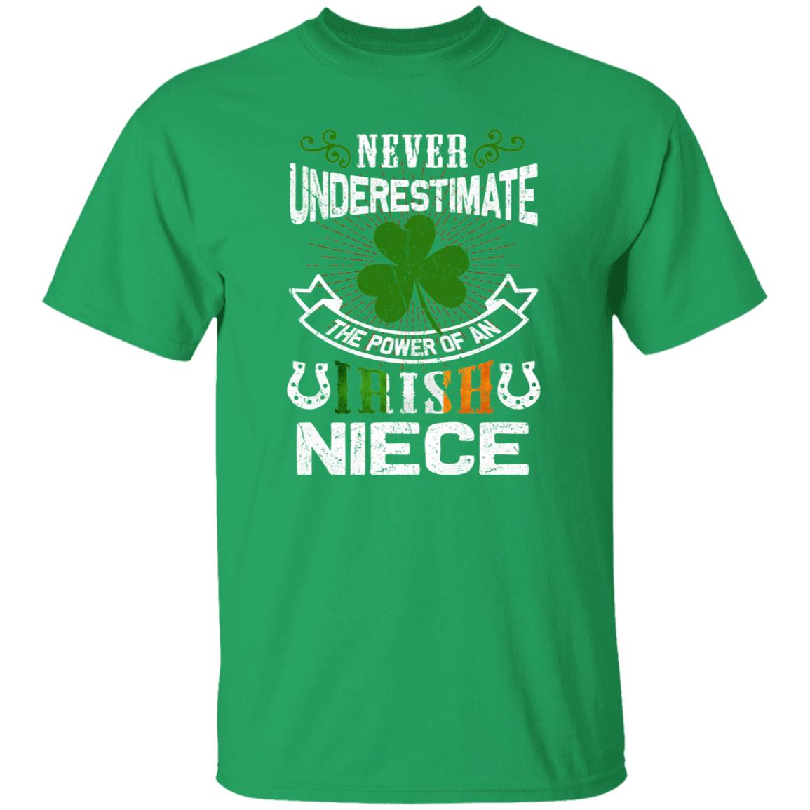 Irish niece St Patrick Day Unisex t-shirt Never underestimate the power of an Irish niece 4XL 5XL 6XL-Irish Green-Family-Gift-Planet