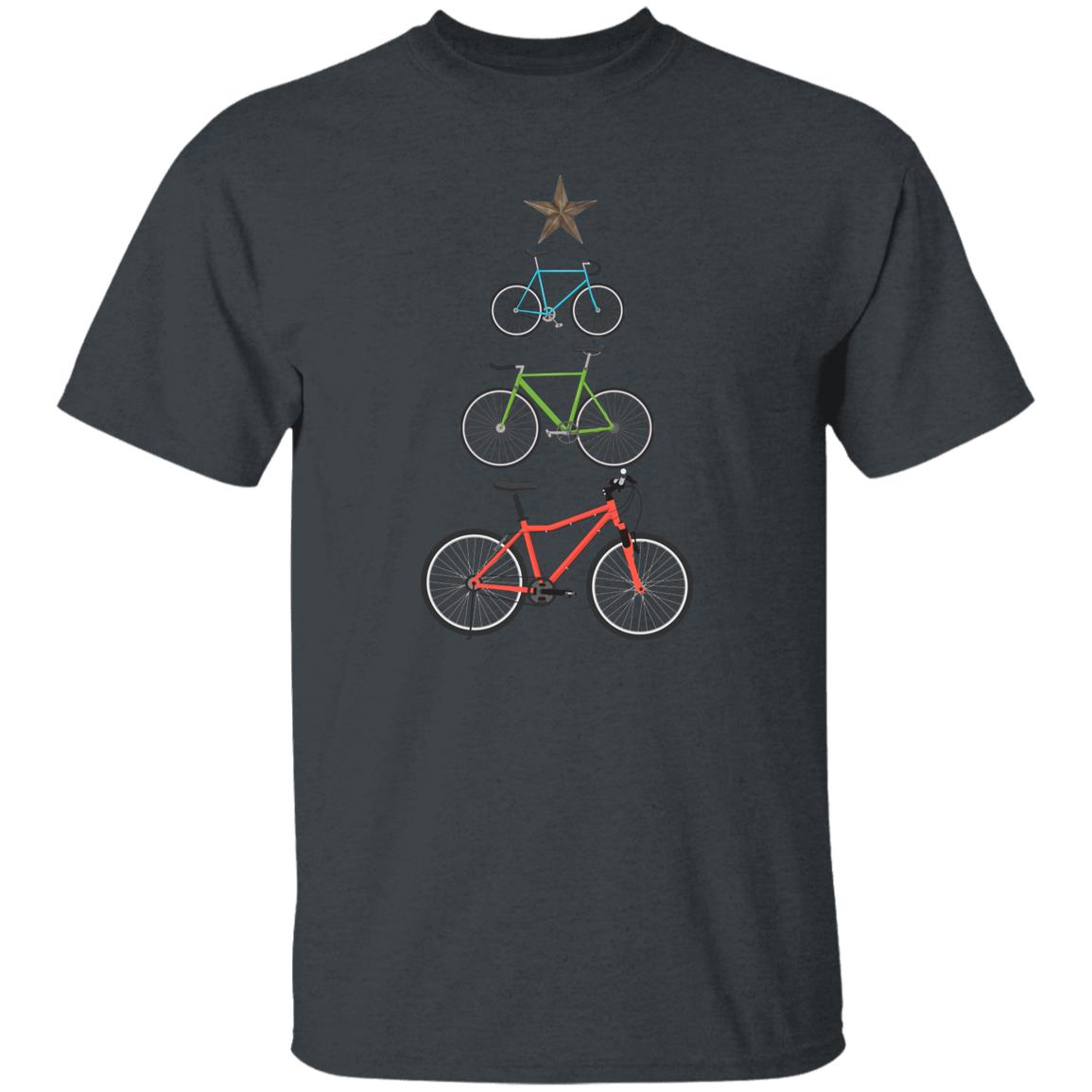 Bicycles Christmas tree Unisex shirt Cyclist Holiday tee Black Dark Heather-Family-Gift-Planet