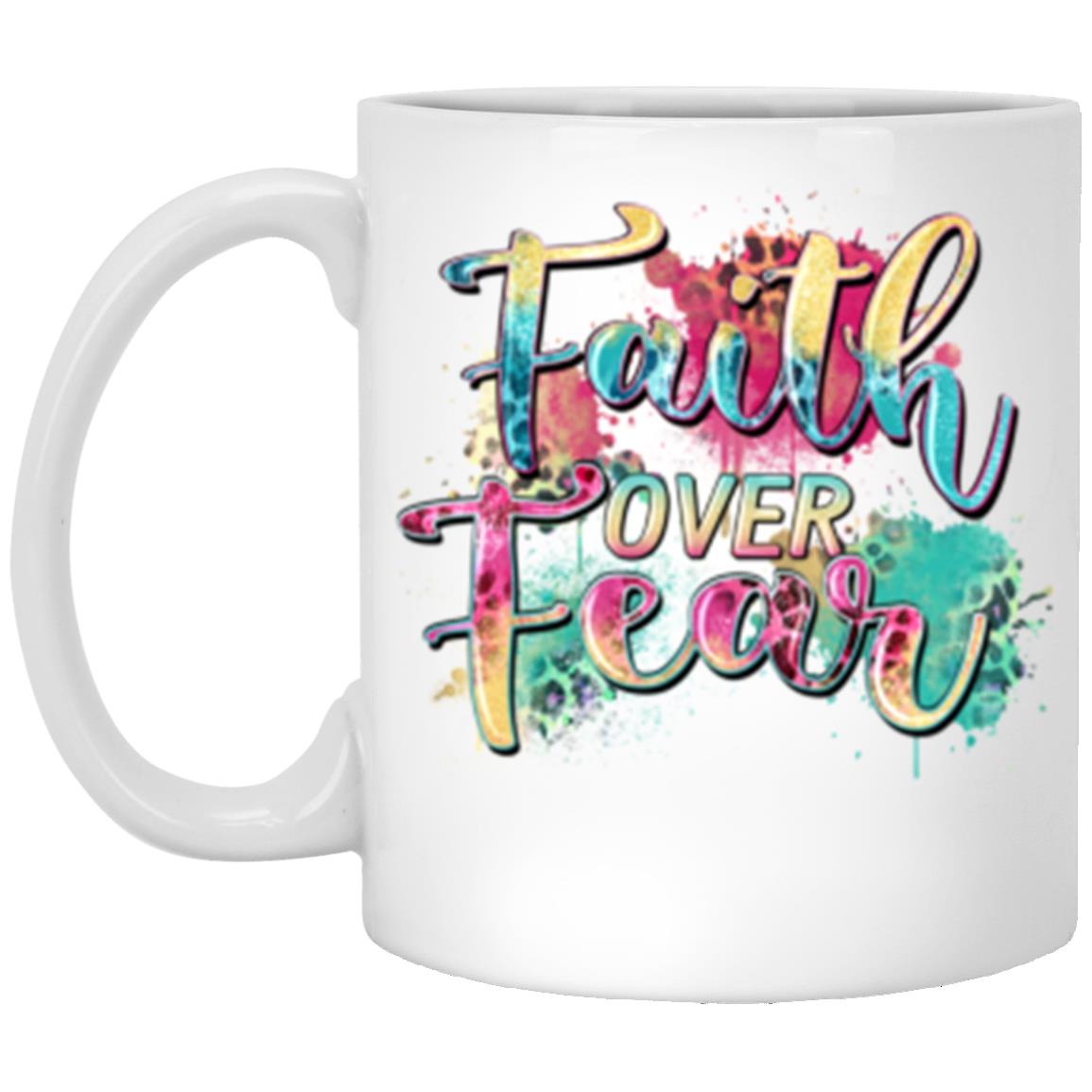 Faith over fear 11oz White Mug gift Christian Believe color splash cup-Family-Gift-Planet