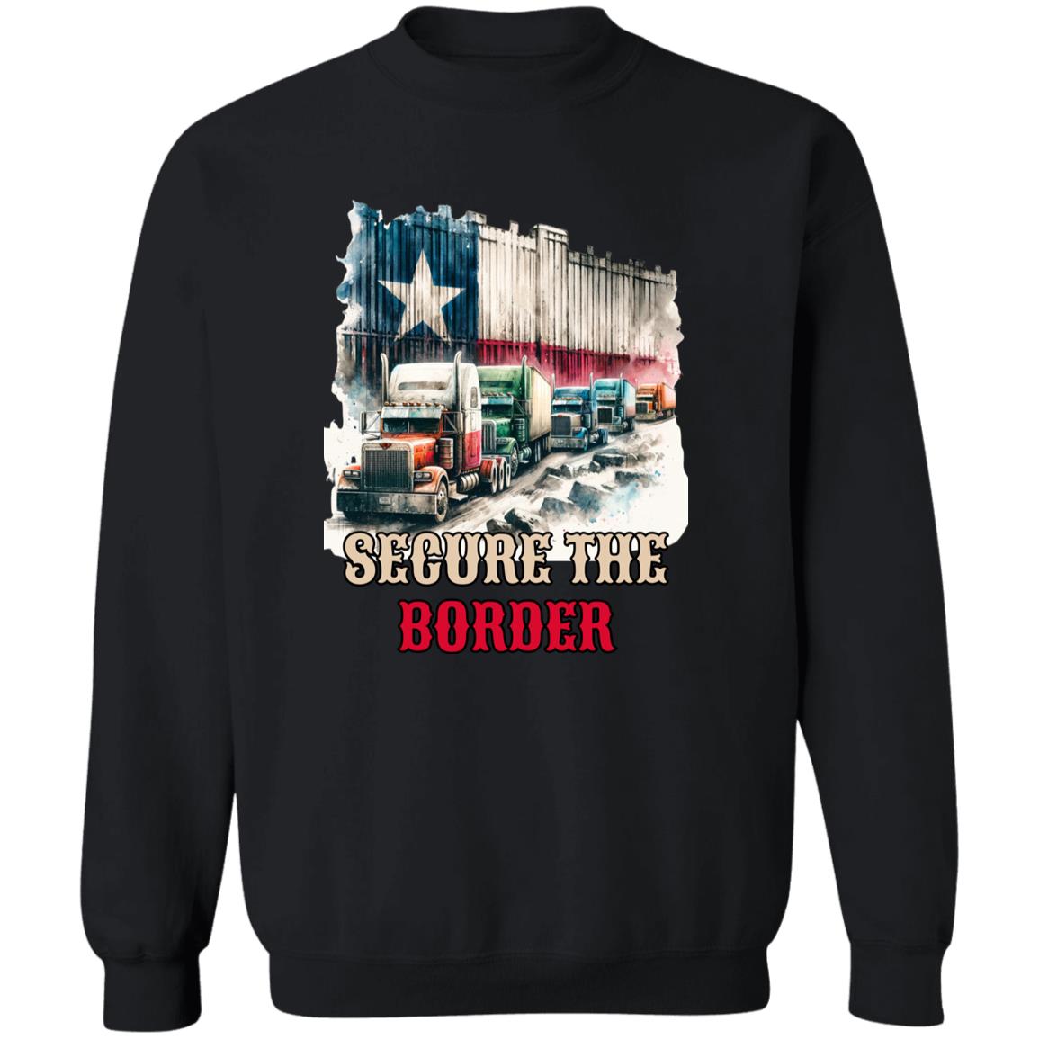 Secure the border Unisex Sweatshirt border truck Texas black-Family-Gift-Planet