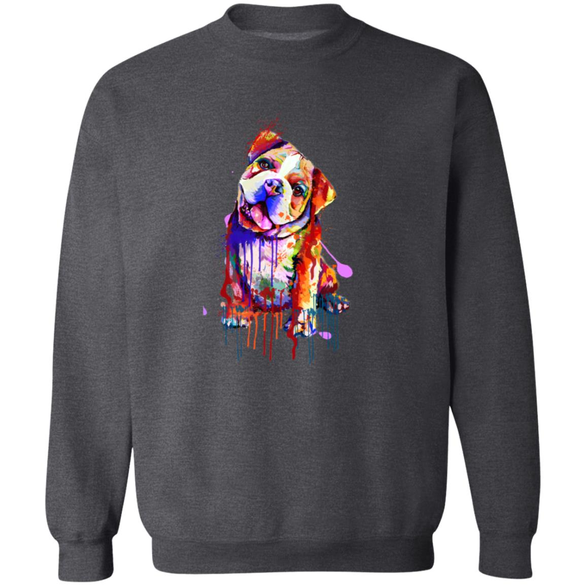 Handdrawn Digital Art Bulldog dog Unisex Crewneck Sweatshirt black navy dark heather-Family-Gift-Planet