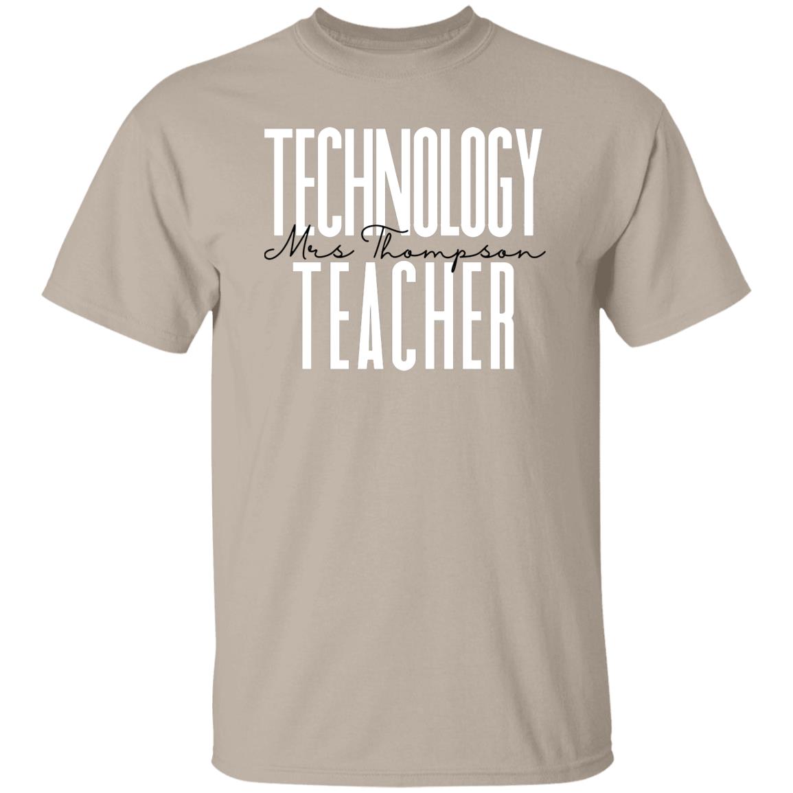 Personalized Technology teacher T-shirt gift Custom name Tech Teacher Unisex Tee Sand Pink Light Blue-Family-Gift-Planet