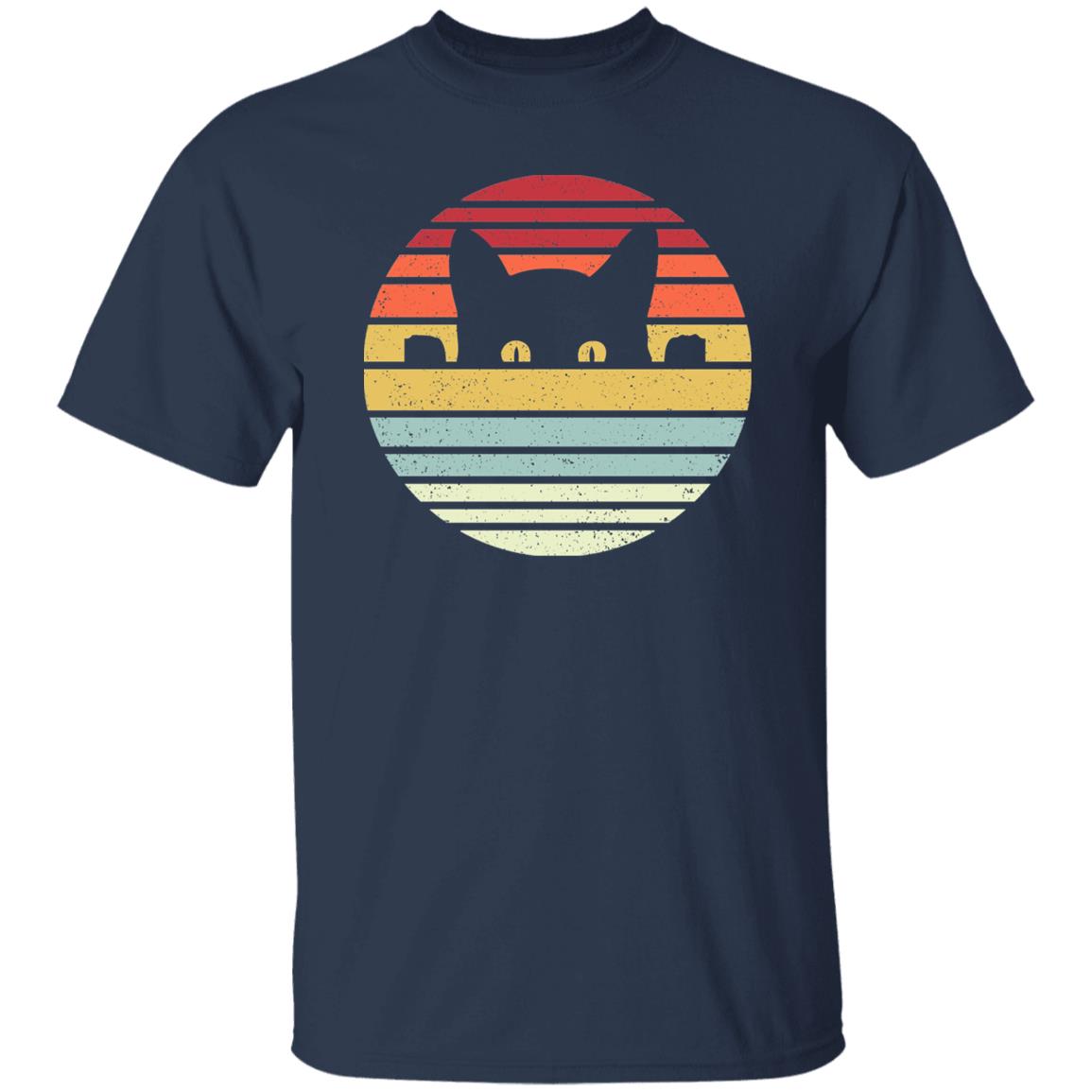 Retro Cat T-Shirt gift Black cat colorful Cat mom Unisex Tee Black Navy Dark Heather-Family-Gift-Planet