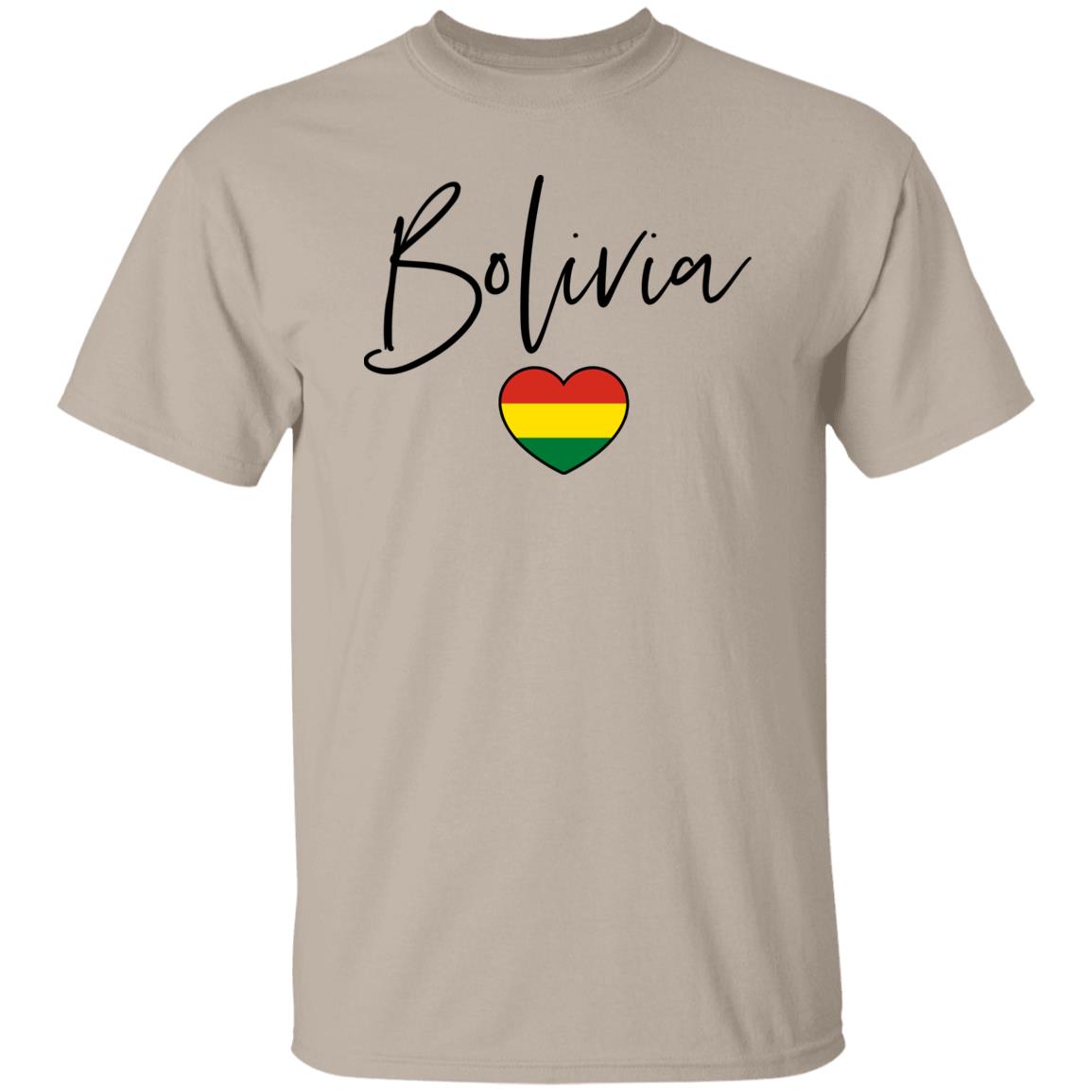 Bolivia flag heart Unisex T-shirt Bolivia love tee White Sand Blue-Family-Gift-Planet